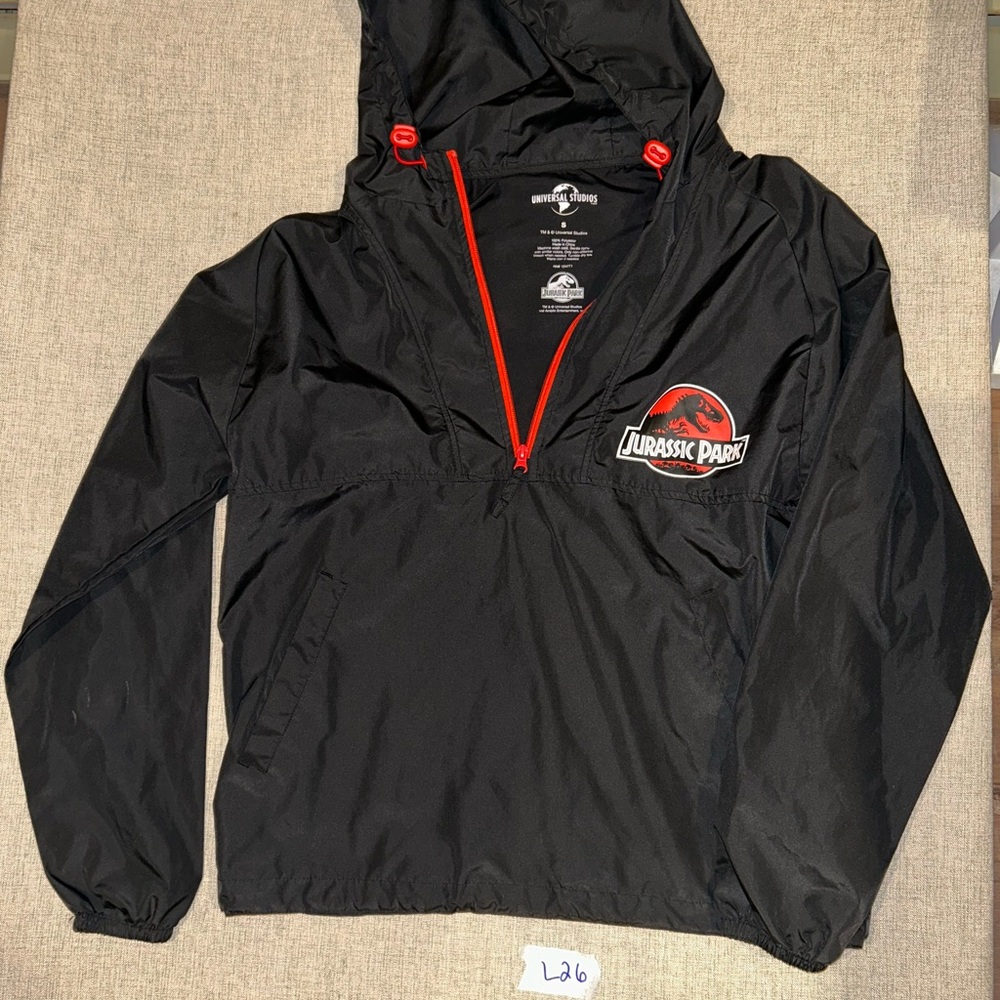 Universal Black Windbreaker with Red Details